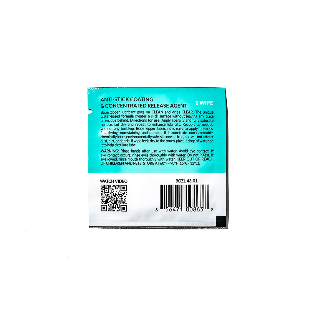 Booe Zipper Lubricant Wipe - 10 Pack